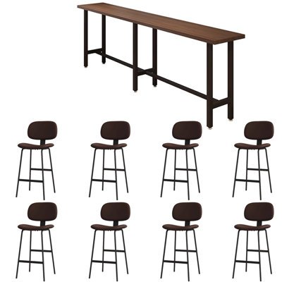 Tables et chaises de bar simples en bois massif