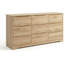 Commode haute 9 tiroirs en bois, commode de rangement moderne avec plateau large, naturel-930200371