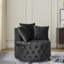 Fauteuil pivotant en velours moderne avec capitonnage à boutons et roues mobiles, noir