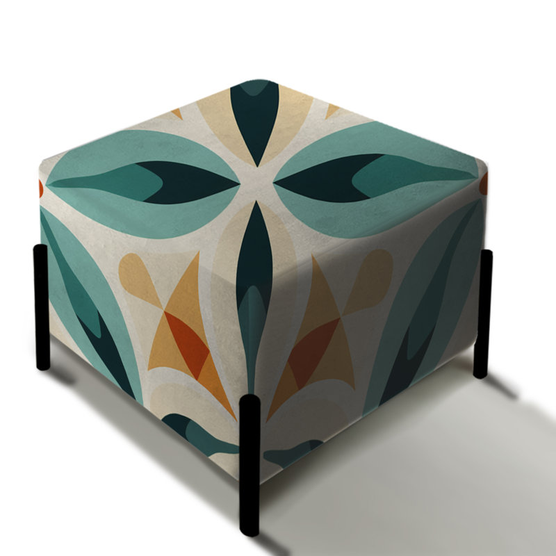 Earthy Symmetry - Patchwork Square Ottoman