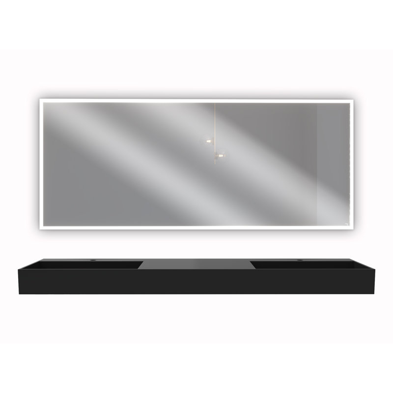 Ensemble de lavabo de salle de bain mural double 72 po Juniper, Noir