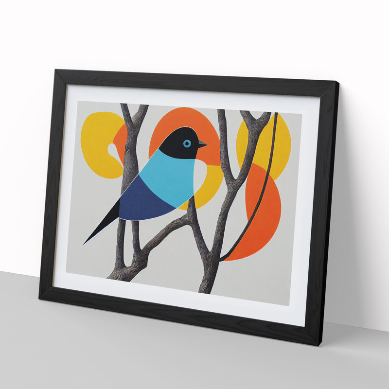 Serene Abstract Bird - Framed Print, Black , 25cm H x 34cm W x 2cm D