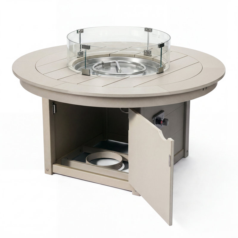Table ronde pour foyer d'extérieur 47 po, 31.25" H x 47.25" W x 47.25" D, Beige