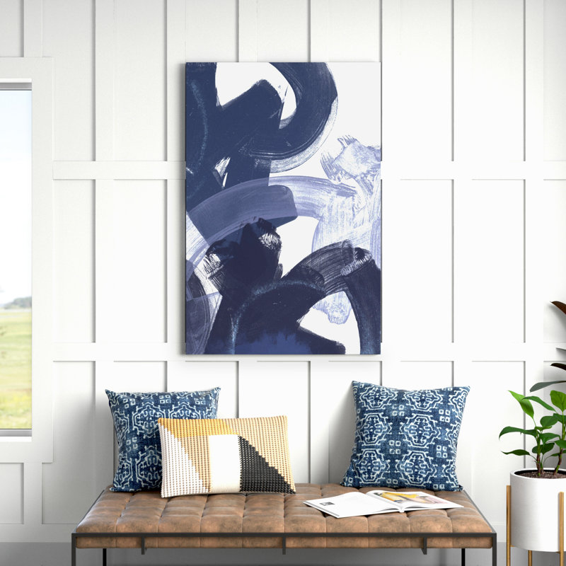 «Blue on Blue I», peinture sur toile, H 48 po x l 32 po, Non, Toile tendue