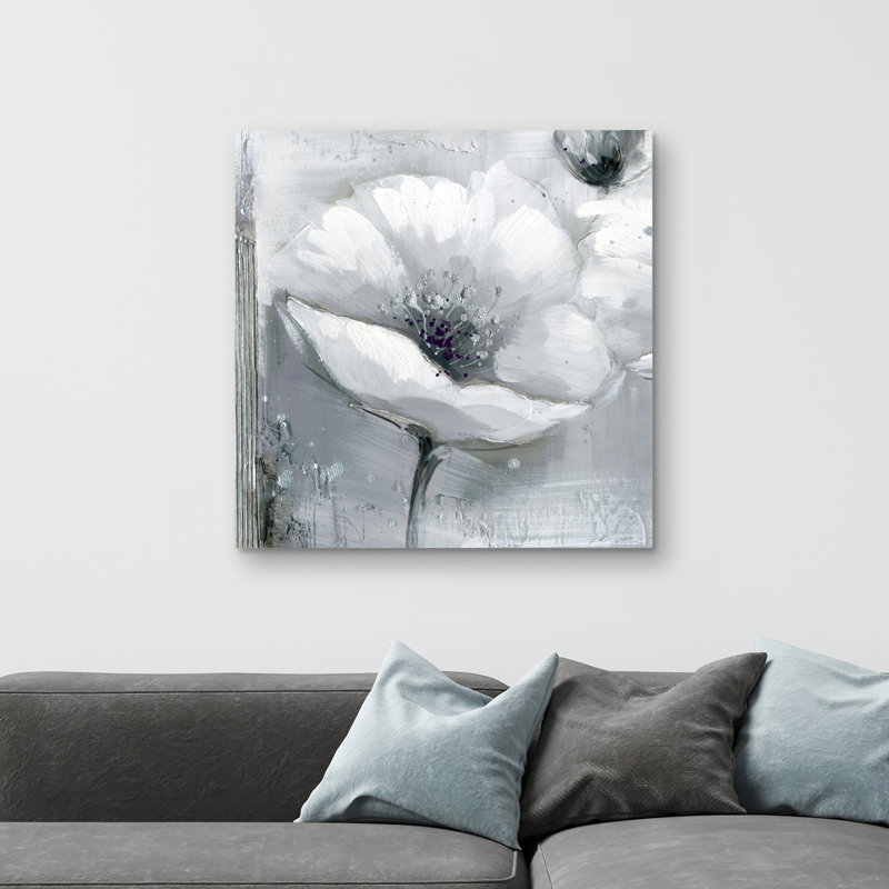 Grayscale flowers - 32"x32" art on canvas