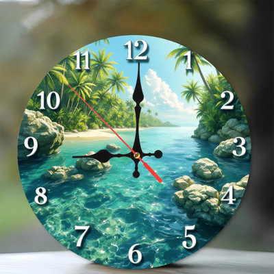 Horloge murale plage tropicale océan calme décor bord de mer