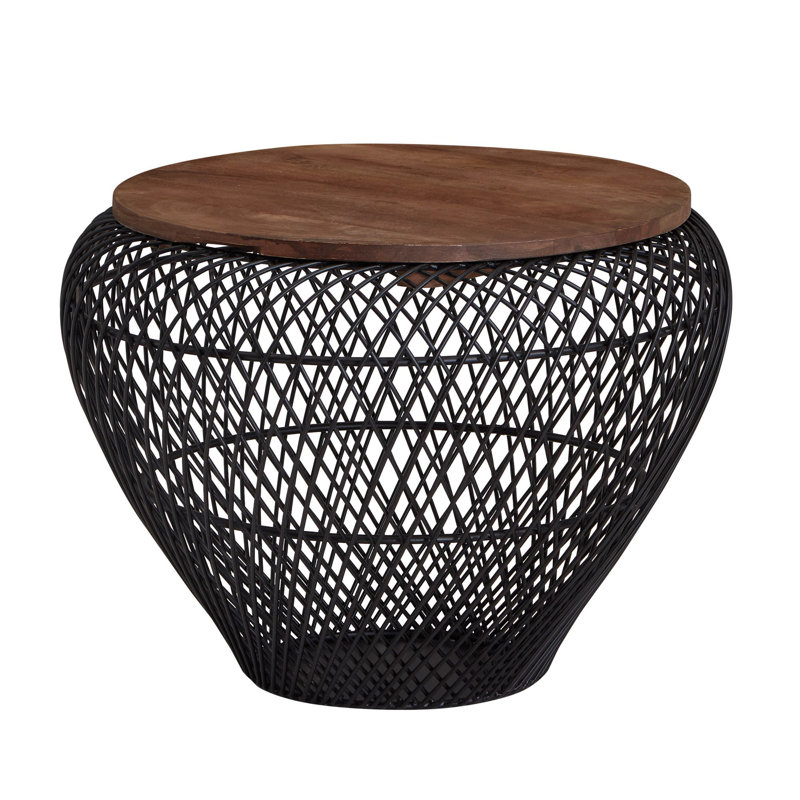 Borough Wharf Coffee Table Modern design coffee table Side table with wire basket in the living room, Black