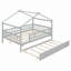 Lit double en bois avec lit gigogne simple, gris-1403321849