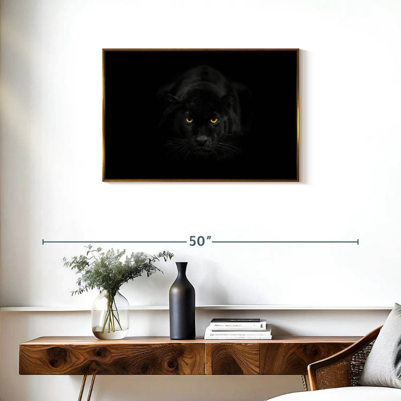 Rare panthère noire, Cadre flottant doré, 31 po x 21 po