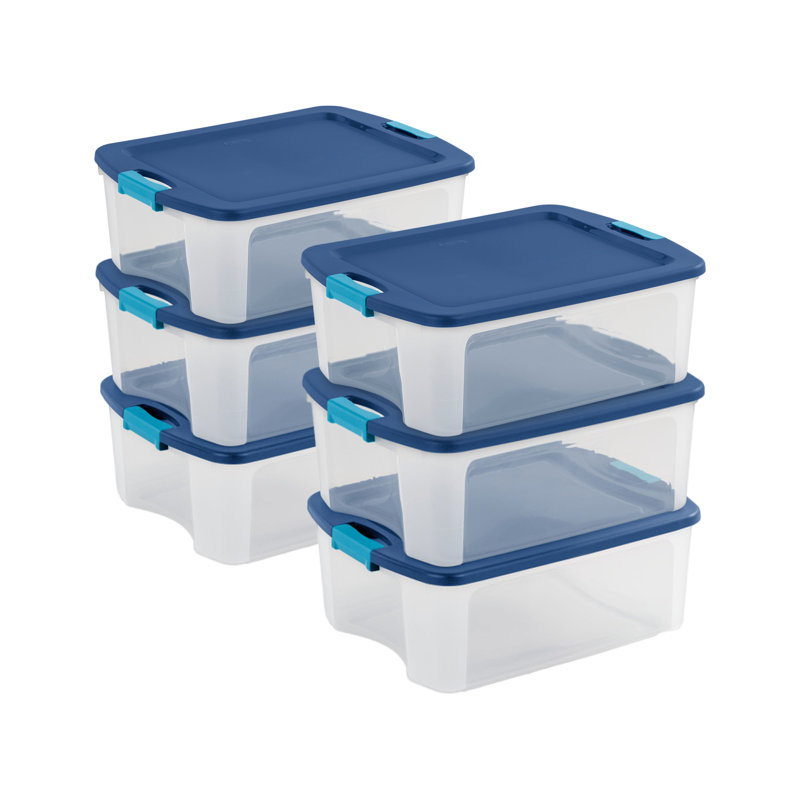 Loquet et porte 12 gallons Sterilite, Bleu / Blanc, 48 Quart, 12-Pack