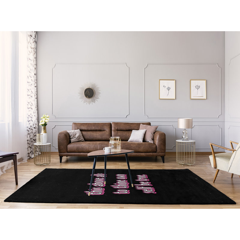 Tapis en polyester à style tableau noir à citation inspiration shakespeare, Rectangle 5 pi x 7 pi