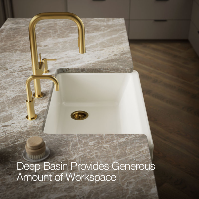 Whitehaven® 33" x 22" Self-Trimming Under-Mount Single-Bowl Kitchen Sink with Tall Apron, Biscuit
