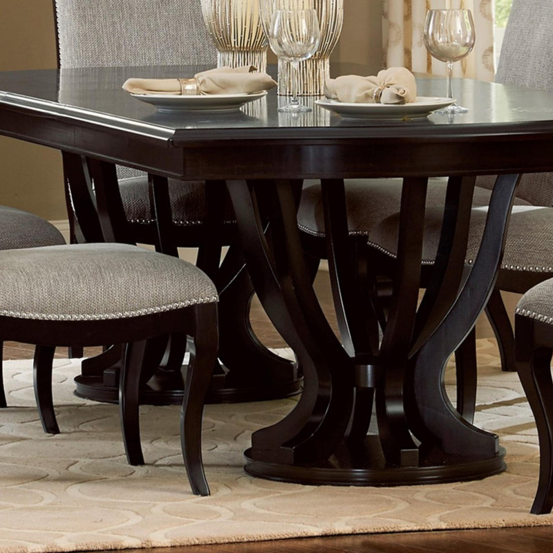 Rectangular Double Pedestal Table with Extension Leaf