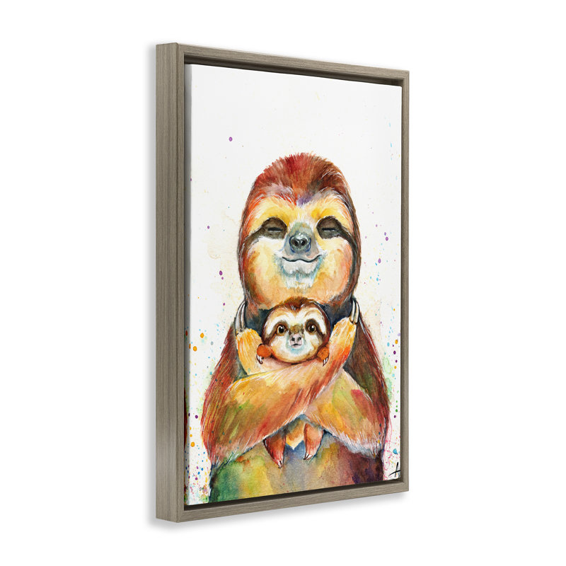 Cadre flottant Exotic Xenarthra Sloths, design par Marc Allante, Cadre flottant orme Montalcino, H 25 po x l 17 po
