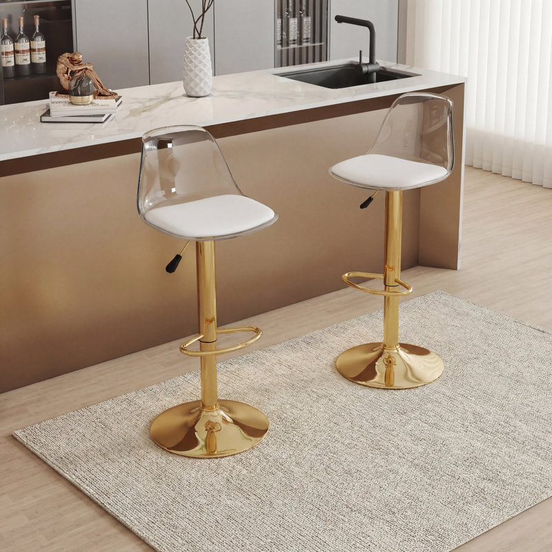 Ensemble de 2 tabourets de comptoir à réglage pneumatique de la hauteur Kimara, Doré