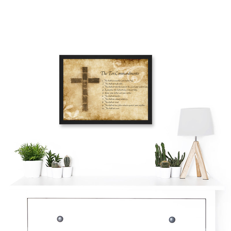 Ten 10 Commandments Cross Christian Quote - Single Picture Frame Art Prints, 9.21''W x 12.72''H