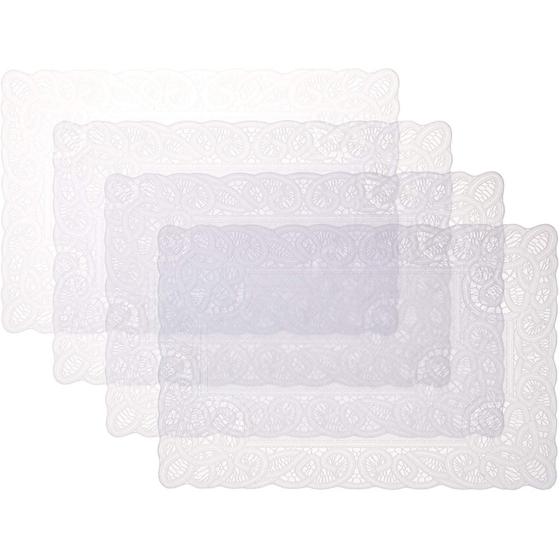 Table de huston en vinyle à motif floral en vinyle battenberg 12 po, Blanc