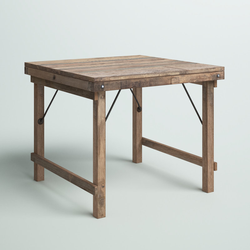 Table pliante en bois récupéré et étain, Natural