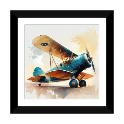 Aquarelle, avion rétro I