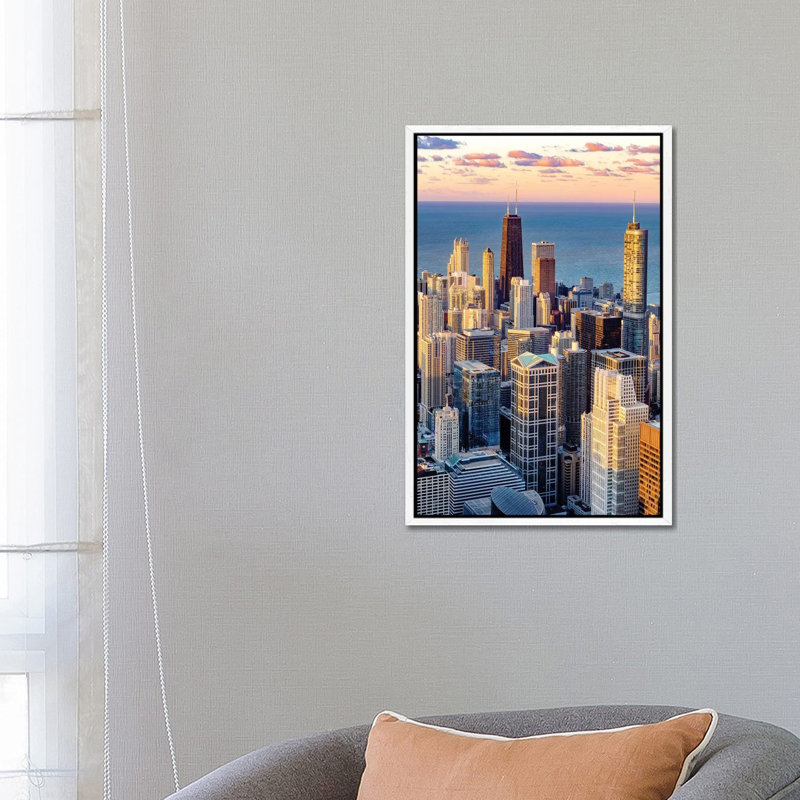 Downtown Chicago Skyline by Susanne Kremer - Gallery-Wrapped Canvas Giclée on Canvas, 66.04 cm H x 45.72 cm W, White Framed