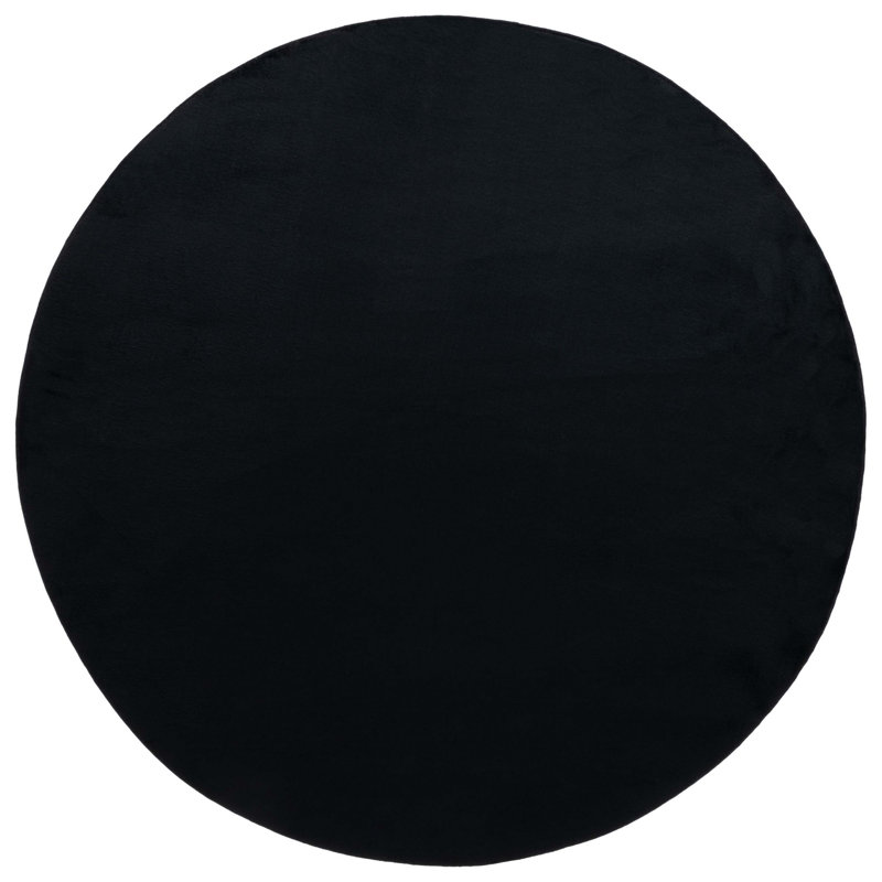 Tapis de couleur unie en fourrure de lapin Devaris, Rond 6 pi