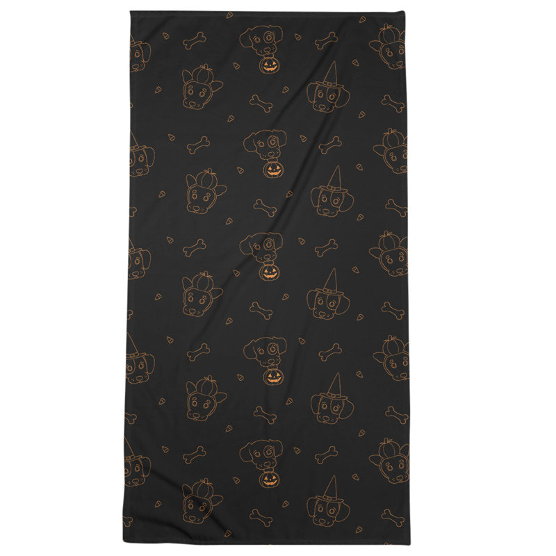 Bath Towel, Black/Orange, Microfiber