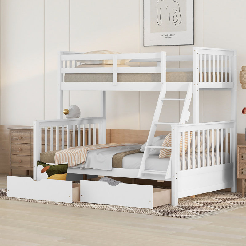 Reston Twin Over Full Convertible Bunk Bed with Storage Drawers, White