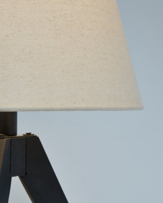 Black and Beige 24" Wood Tripod Table Lamp Set