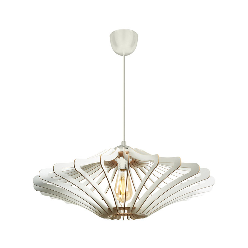 Lustre blanc élégant, design scandinave, 22 po x 23,2 po | Câble réglable, corps en panneau de fibres à densité moyenne, douille E27 (40 W maximum) | Parfait pour le salon, la salle à manger et le vestibule, luminaire élégant et moderne