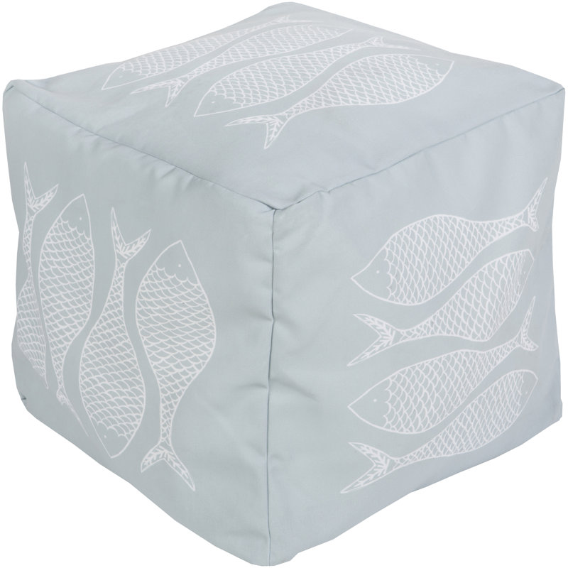 Christiansburg Upholstered Pouf, Light Blue Polyester Blend