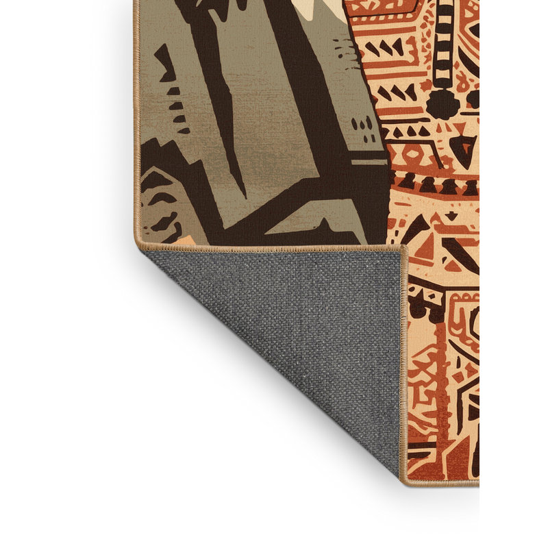 Tapis moelleux moelleux à motif de blocs d'inspiration mondiale à motif de blocs en brun - reliure brun clair, 6 x 9