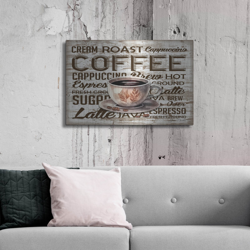 «Shiplap Coffee Sign A» par Jean Plout, art mural en métal, H 24 po x l 36 po
