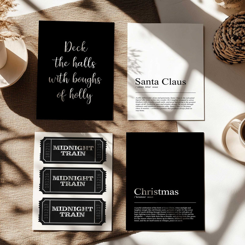 Tidings in Type, ensemble de 4 impressions d'art, H 24 po x l 72 po