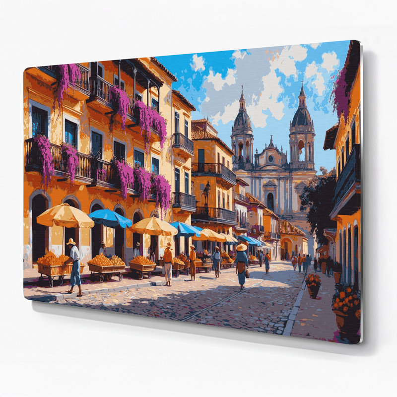 Art mural en métal villes de Cartagena, Colombie, H 16 po x l 20 po