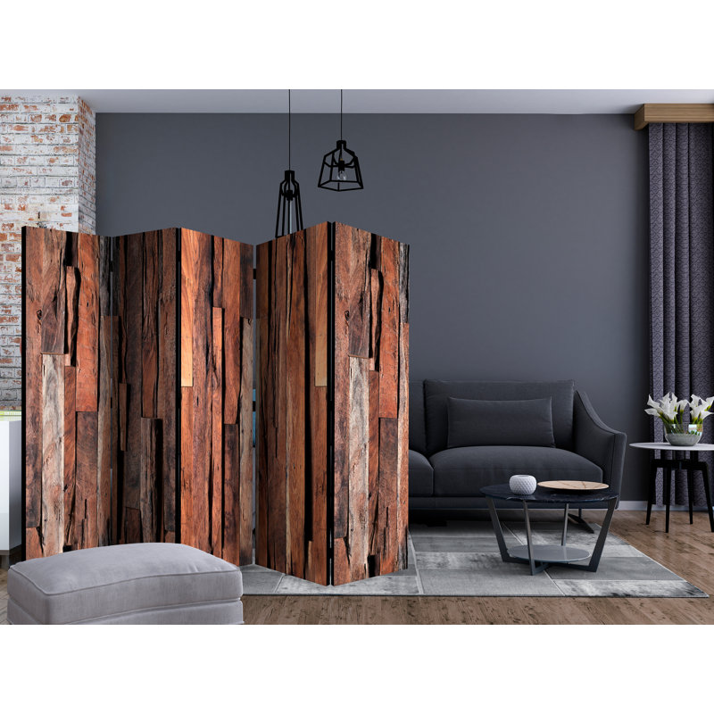 Hadijatou 225cm W x 172cm H 5 - Panel Solid Wood Folding Room Divider