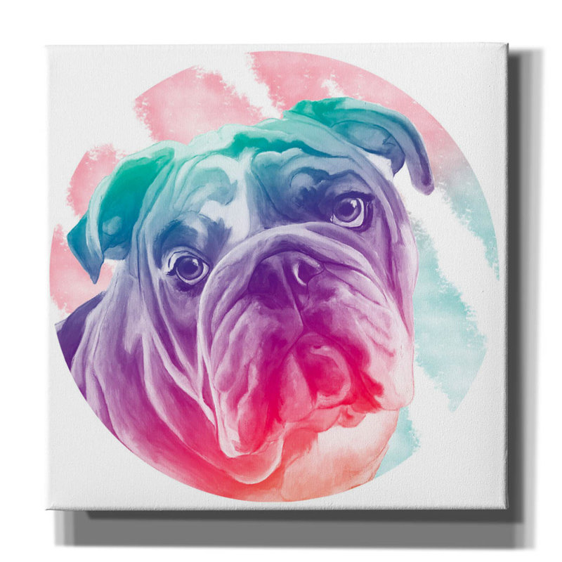 «Red Faded Bulldog» par Dawg Painter, art mural sur toile, H 37 po x l 37 po x P 1,5 po