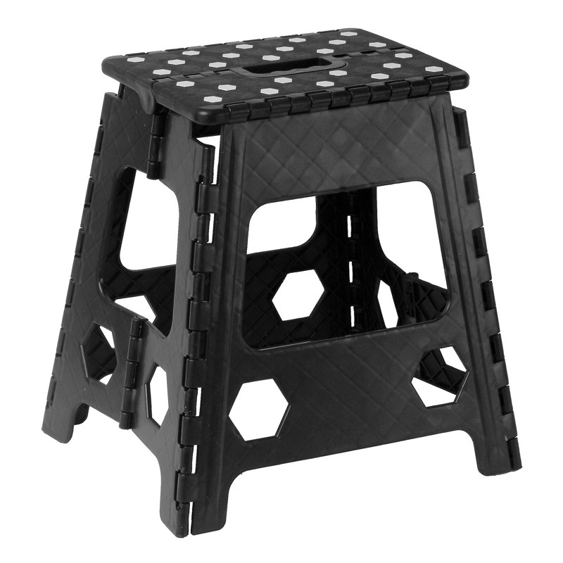 1 - Step Plastic Folding Step Stool, Black