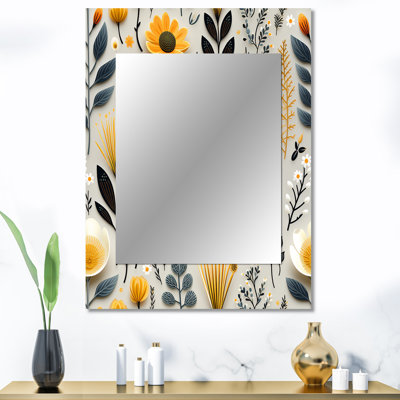 Dewan Nature's Exquis Floral Collage - miroir décoratif floral, miroir mural floral, impression d'art en métal