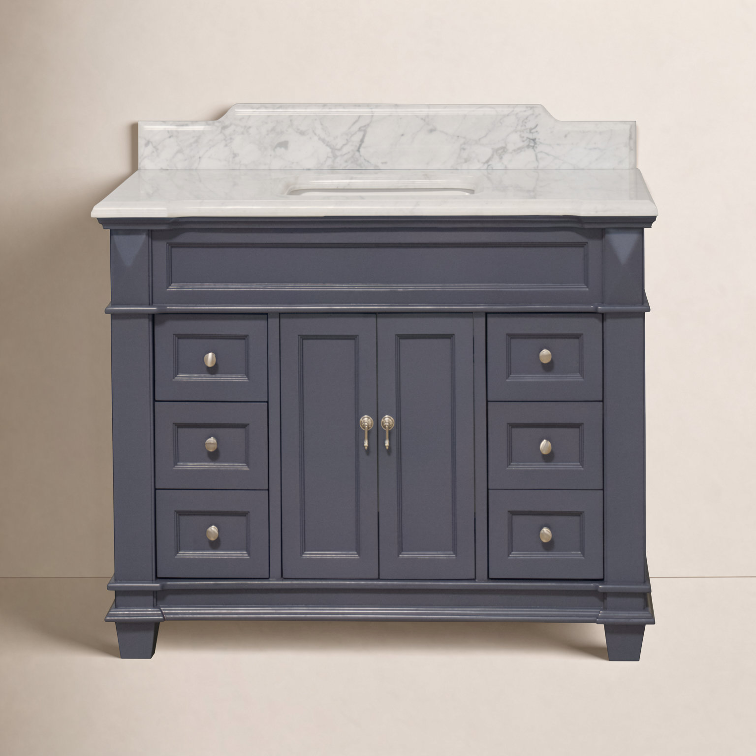 Ensa 48'' Single Bathroom Vanity, Carrara Marble, Marine Gray