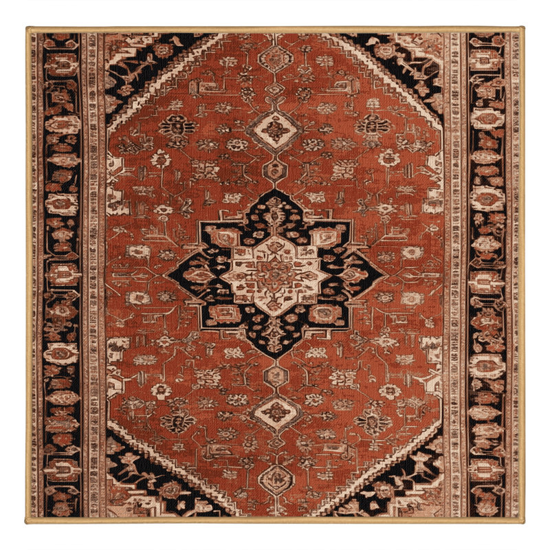 Tapis brun lavable à la machine, Carré 3 pi