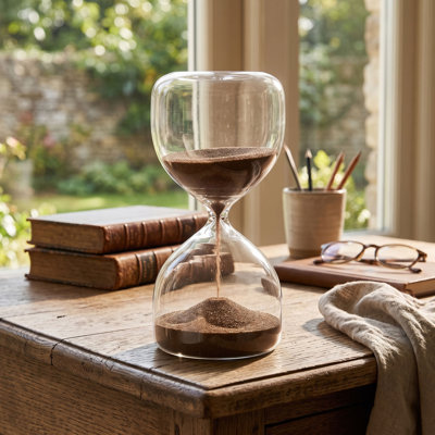 4x4x8" 45-Minute Flat Bottomed Hourglass ,Chocolate Mocha
