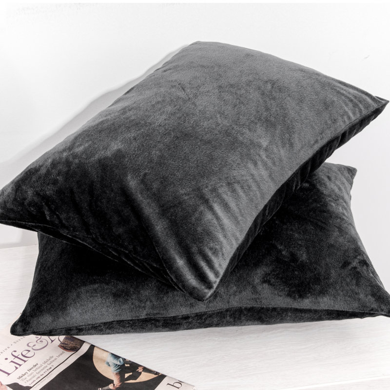 Zippered Pillowcases, Luxury Velvet Flannel Pillow Cases, Super Soft - NTBAY, 20"  x 36, Black