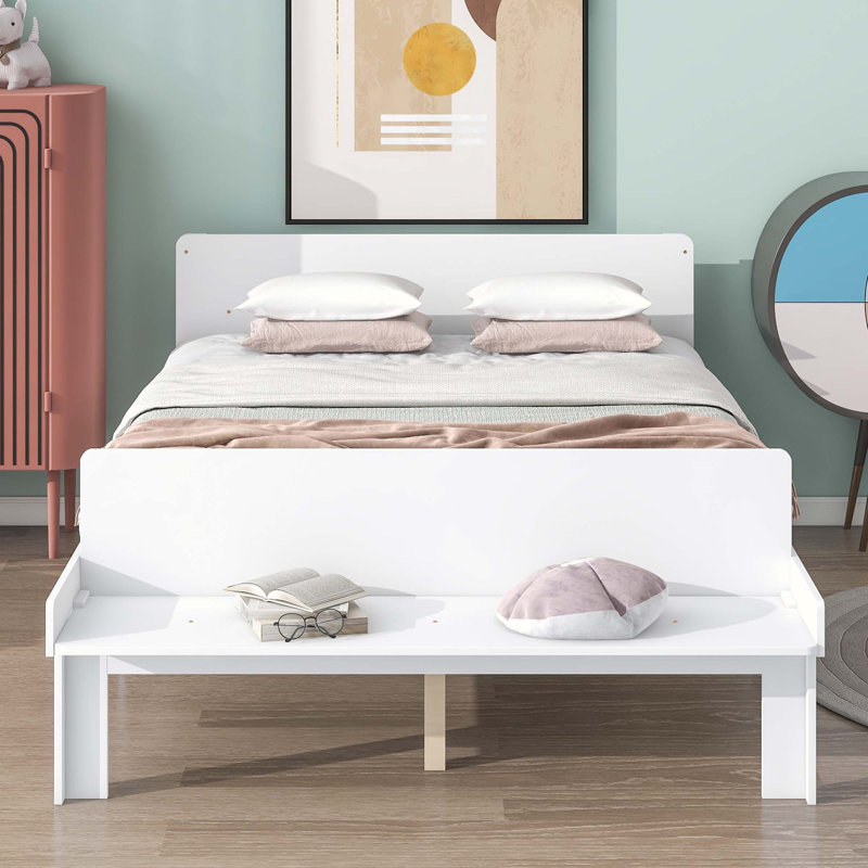 Platform Bed, White, Full / Double
