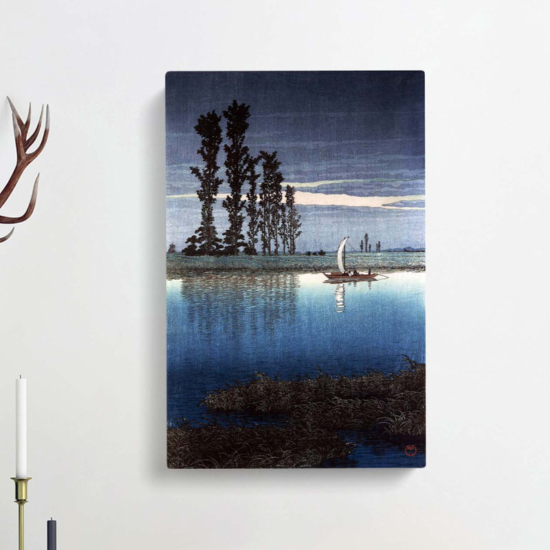 Evening Of Ushibori by Hasui Kawase - Wrapped Canvas Painting, 50cm H x 35cm W x 3cm D