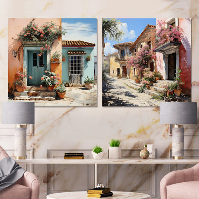 Mexican Colonial Charm I - Mexican Art Metal Wall Art Square Set Of 2
