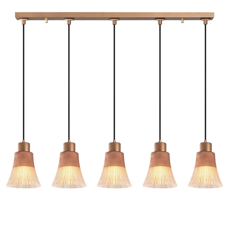 Luminaire suspendu pour îlot de cuisine à 5 lumières Hopewell, Laiton