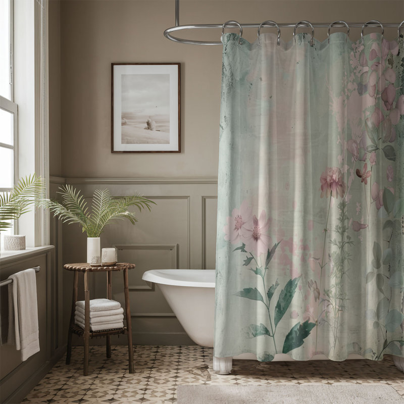Rideau de douche rétro 1 pièce, H 74 po x l 71 po