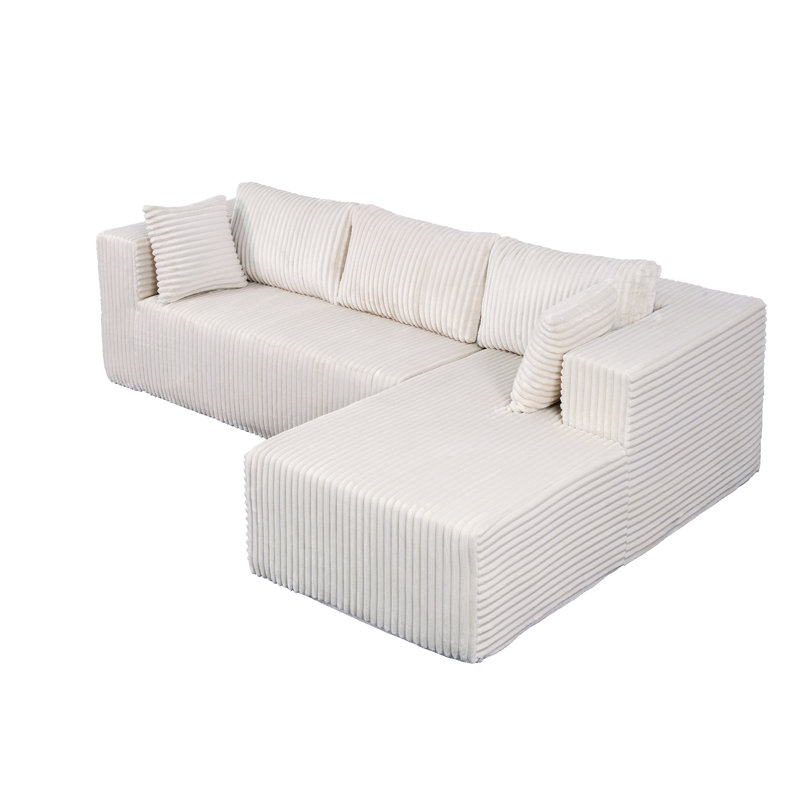 105" L-Shaped Modular Compression Sofa, Plush Upholstery, All-Foam Structure (No Springs), 6 Pillows, Vacuum-Packed, Space-Saving for Living Room, Bedroom, Apartment  (Left Chaise)