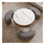 Table basse moderne à plateau relevable avec rangement caché, placage en noyer et plateau en pierre frittée, 3 repose-pieds gigognes rembourrés, conception peu encombrante, entièrement assemblée
