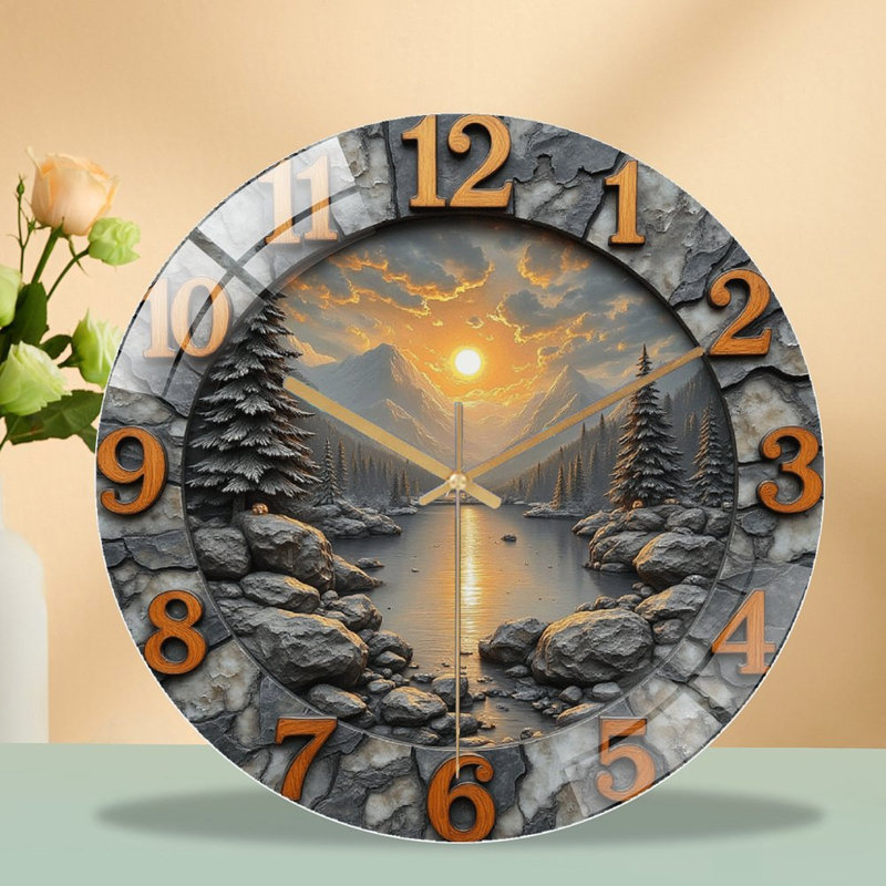 Horloge murale montagne